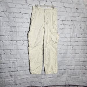 Aritzia TNA Supply Womens Size 00 Cargo Cotton Pants Fatigue Beige White